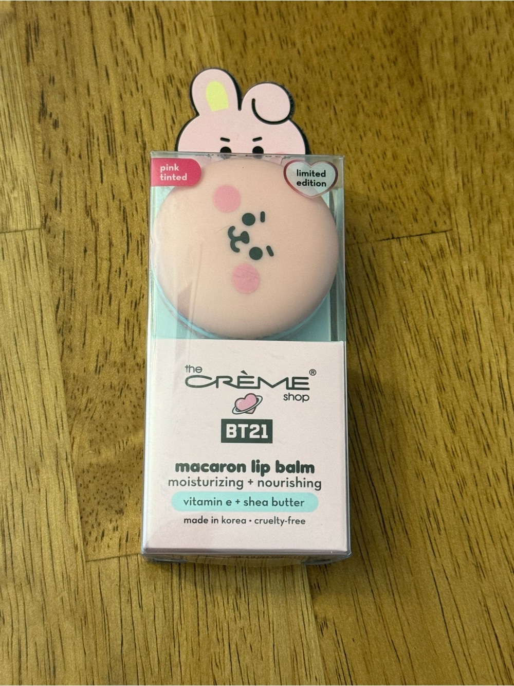The Crème Shop BT21 Pink Macaron Lip Balm - Moisturizing white peach
